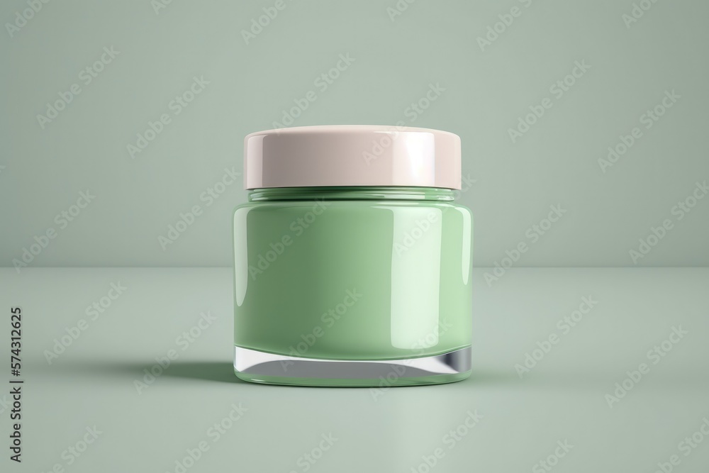 Generative AI illustration of shiny glass cream jar Generative AI illustration of shiny glass cream jar