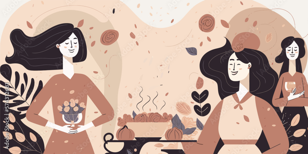 international women's day cartoon scene style international women's day cartoon scene style