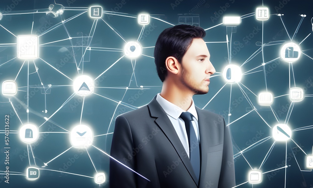 Chatbot ChatGPT - Aartificial Iintelligence theme with Business-Man (Generative AI Model) Chatbot ChatGPT - Aartificial Iintelligence theme with Business-Man (Generative AI Model)