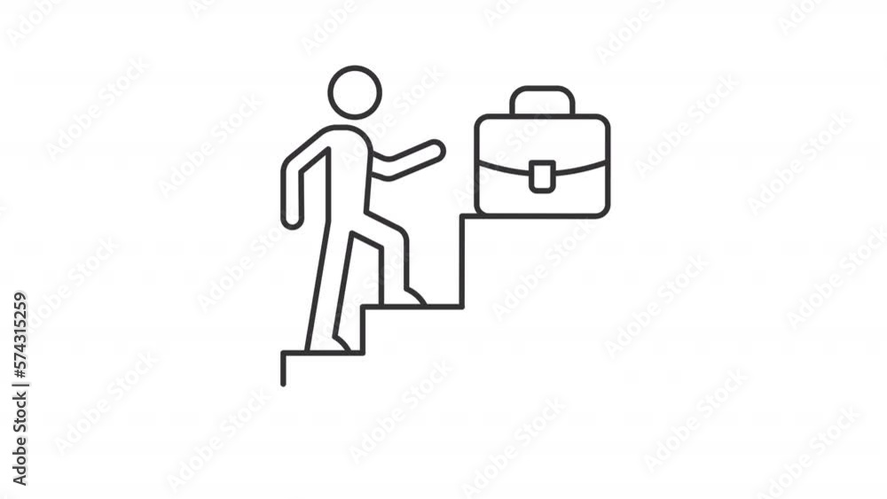 Animated promotion linear icon. Career growth. Rise employee. Higher job position. Seamless loop HD video with alpha channel on transparent background. Outline motion graphic animation Animated promotion linear icon. Career growth. Rise employee. Higher job position. Seamless loop HD video with alpha channel on transparent background. Outline motion graphic animation