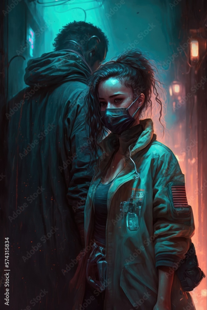 street medic saves the life of a gang leader who promises to spare her life in return, but she soon realizes that he intends to use her medical skills for his own purposes digital art poster AI