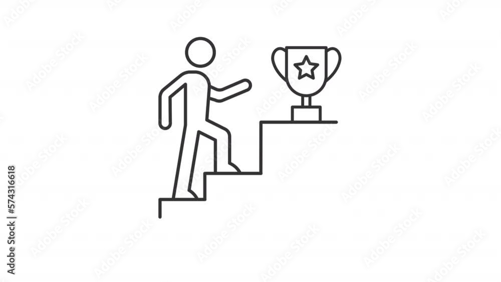 Animated achievement linear icon. Reward-based motivation. Gain prize ...