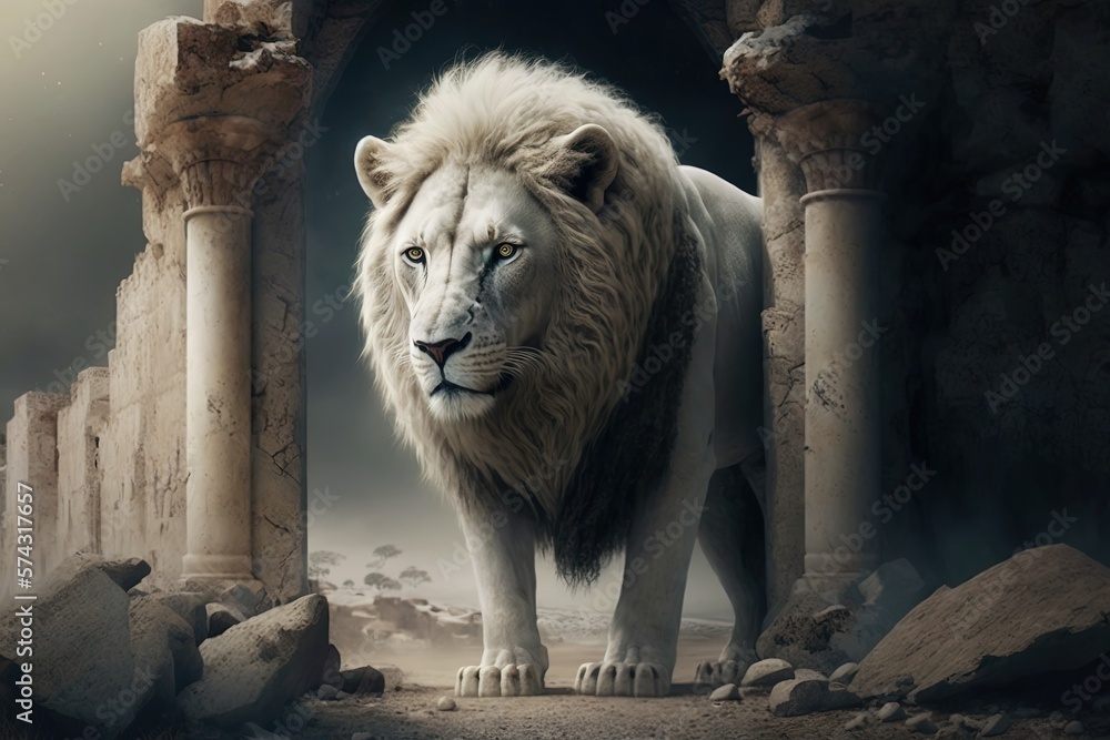 Obraz premium Stoic Nature's Protector in the White Stronghold Generative AI