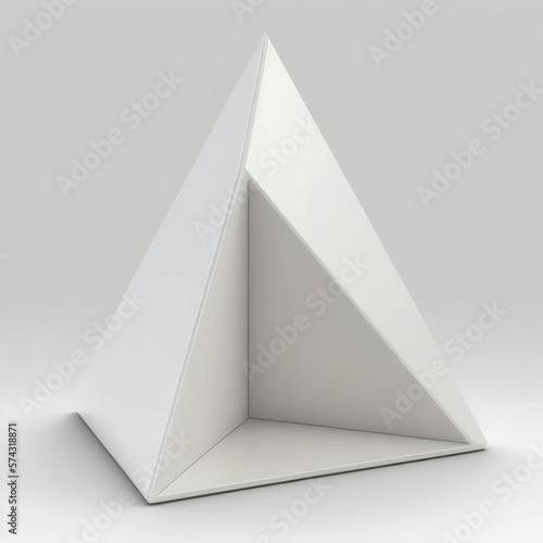 tetrahedron with four triangular surfaces. podium  empty showcase for packaging product presentation. AI generation.