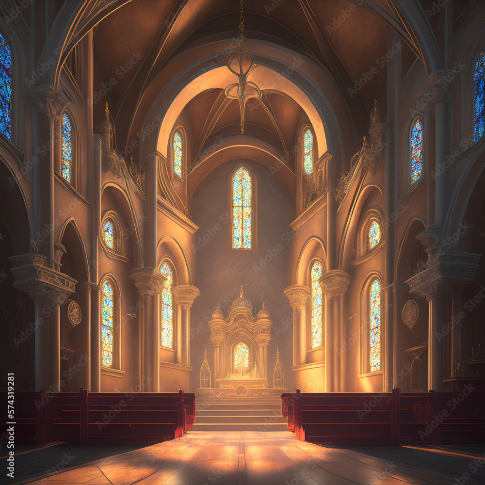 interior of church - Holy week church - Generative AI