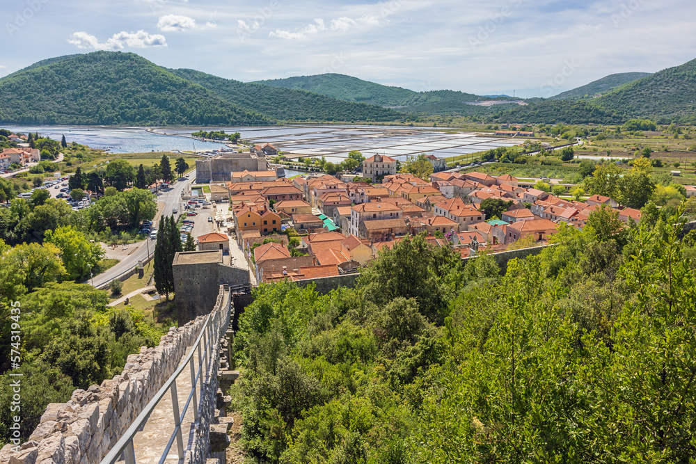 View over Ston from the city wall above the village