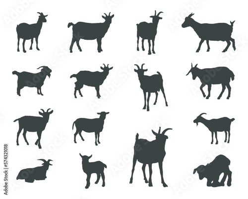 Goat silhouettes  Goat silhouette set  Goat vector