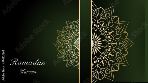 Islamic arabic luxury green background with geometric pattern and beautiful ornament.