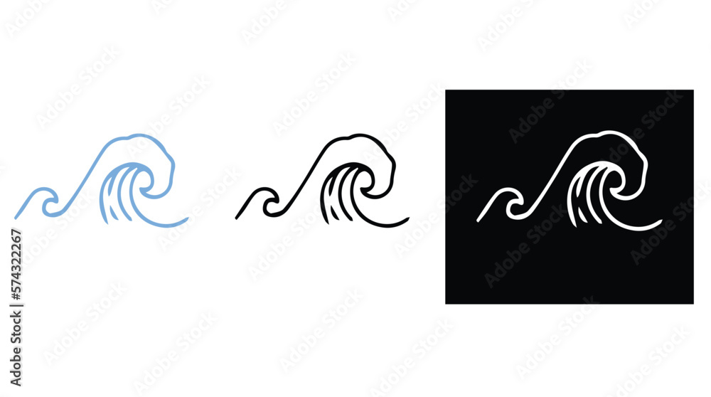 Hand-drawn waves vector icon, abstract vector background Hand-drawn waves vector icon, abstract vector background