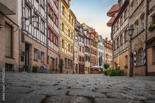 Colorful traditional Half-timbered buildings at Weissgerbergasse street - Nuremberg, Bavaria, Germany © diegograndi