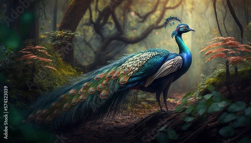 peacock with feathers made with Generative AI