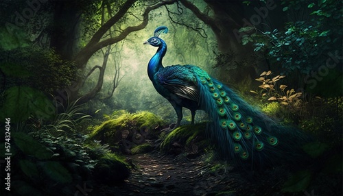peacock with feathers made with Generative AI