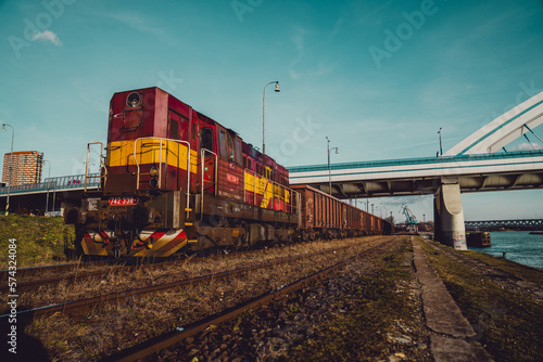 Train under the bridge