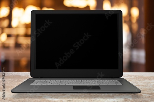 Modern laptop computer with a blank screen