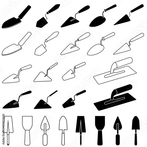 Trowel icon vector set. Putty knife illustration sign collection. spatula symbol or logo. 
