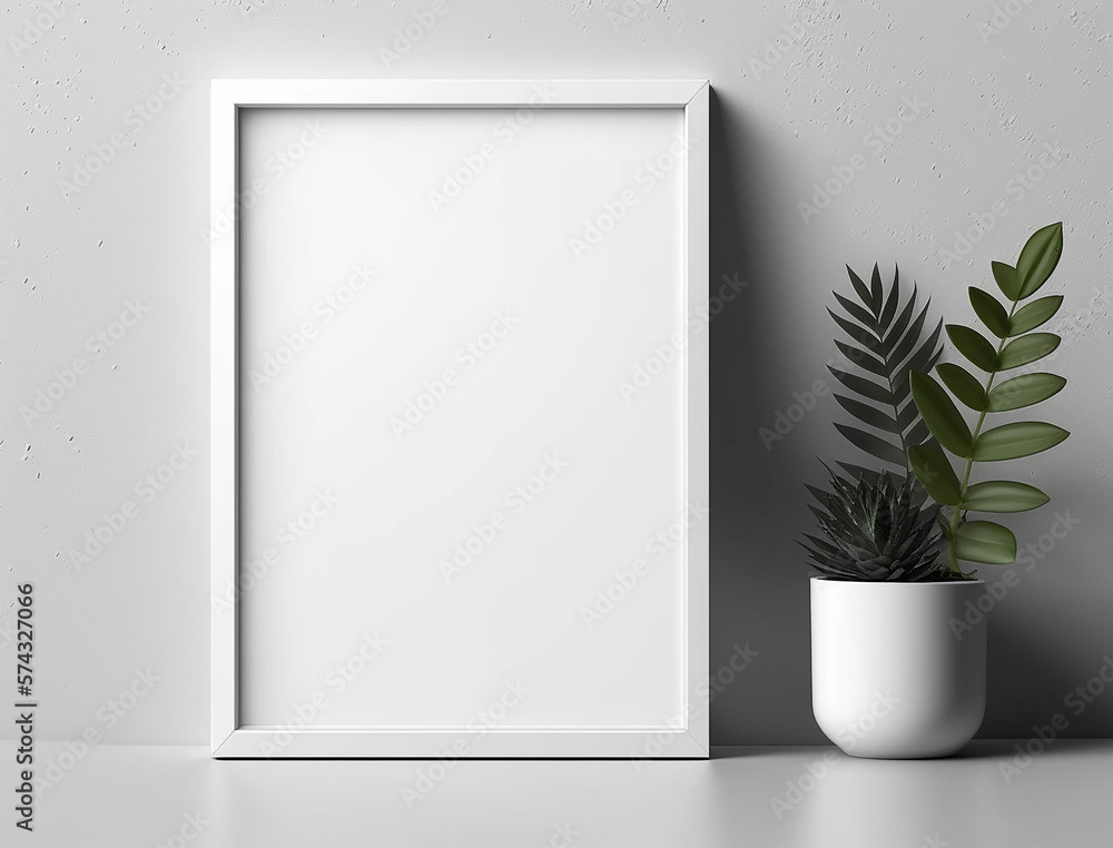 Minimalist Blank Small Poster Frame Mockup - Created with Generative AI Minimalist Blank Small Poster Frame Mockup - Created with Generative AI