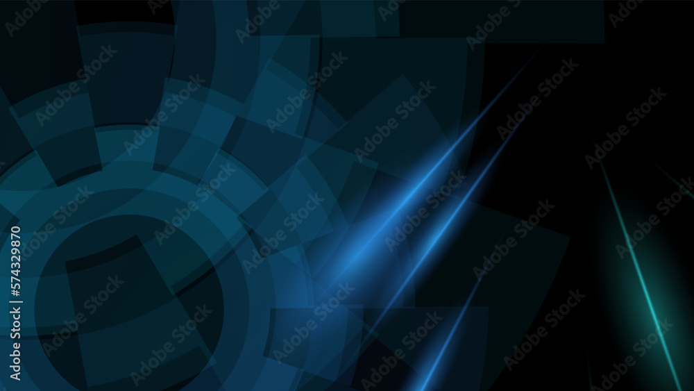 Drak blue geometric with overlap shapes layer background with neon effect. Vector graphic illustrations.