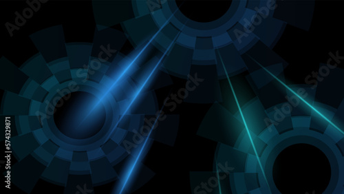 Drak blue geometric with overlap shapes layer background with neon effect. Vector graphic illustrations.