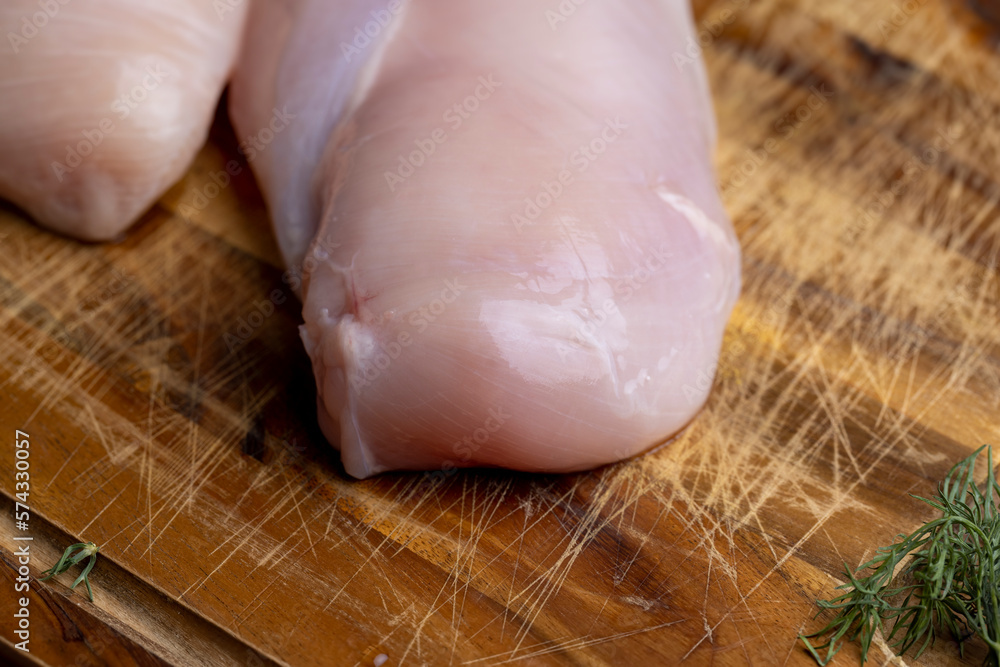 Freshly washed and skinned chicken meat Freshly washed and skinned chicken meat