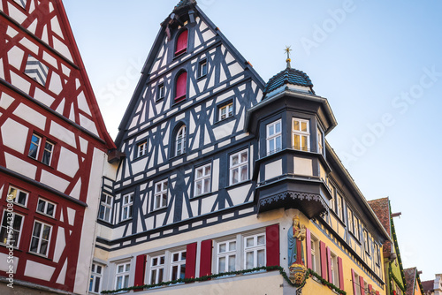 Half-timbered buildings at Marktplatz Square - Rothenburg ob der Tauber  Bavaria  Germany