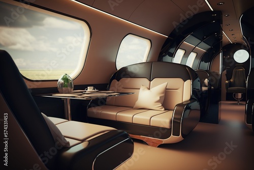 Luxury jet interior . Ai. Modern business airline