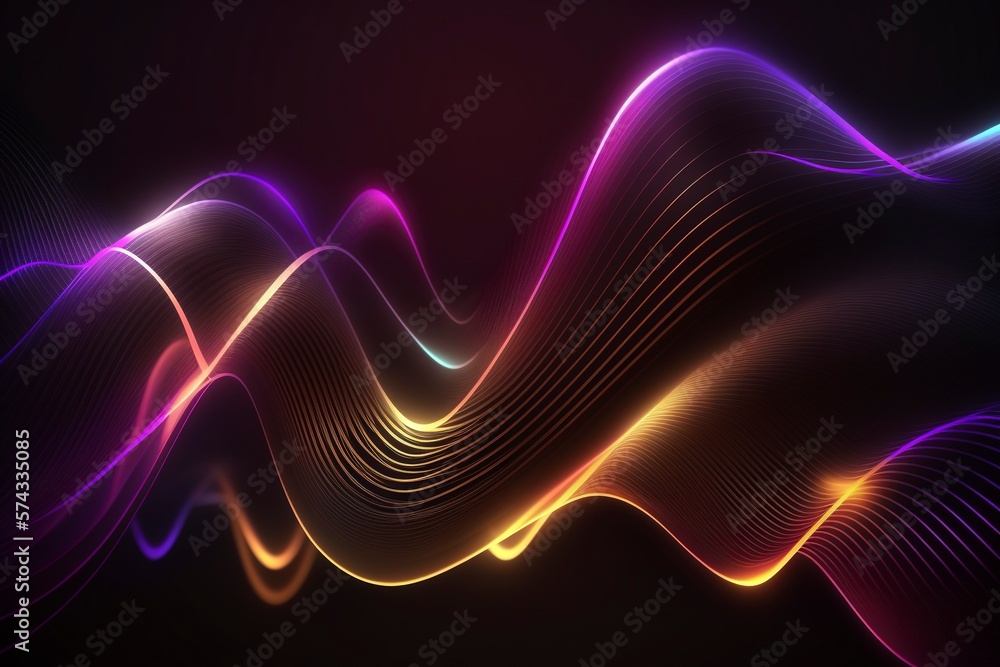 blurred glowing waves and neon lines. AI technology generated image blurred glowing waves and neon lines. AI technology generated image