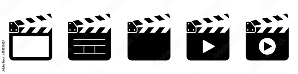 Clapper Board set. Open movie clapper. Clapperboard. Vector