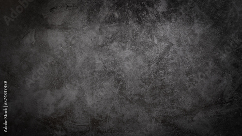 Black anthracite dark gray grey grunge old aged retro vintage stone concrete cement blackboard chalkboard wall floor texture, with cracks - Abstract background banner pattern design template..