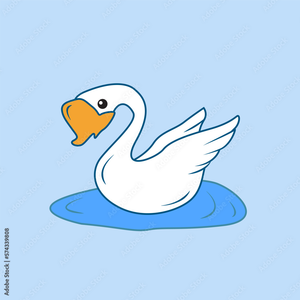 Fototapeta premium Cute swan character design illustration faceless animals