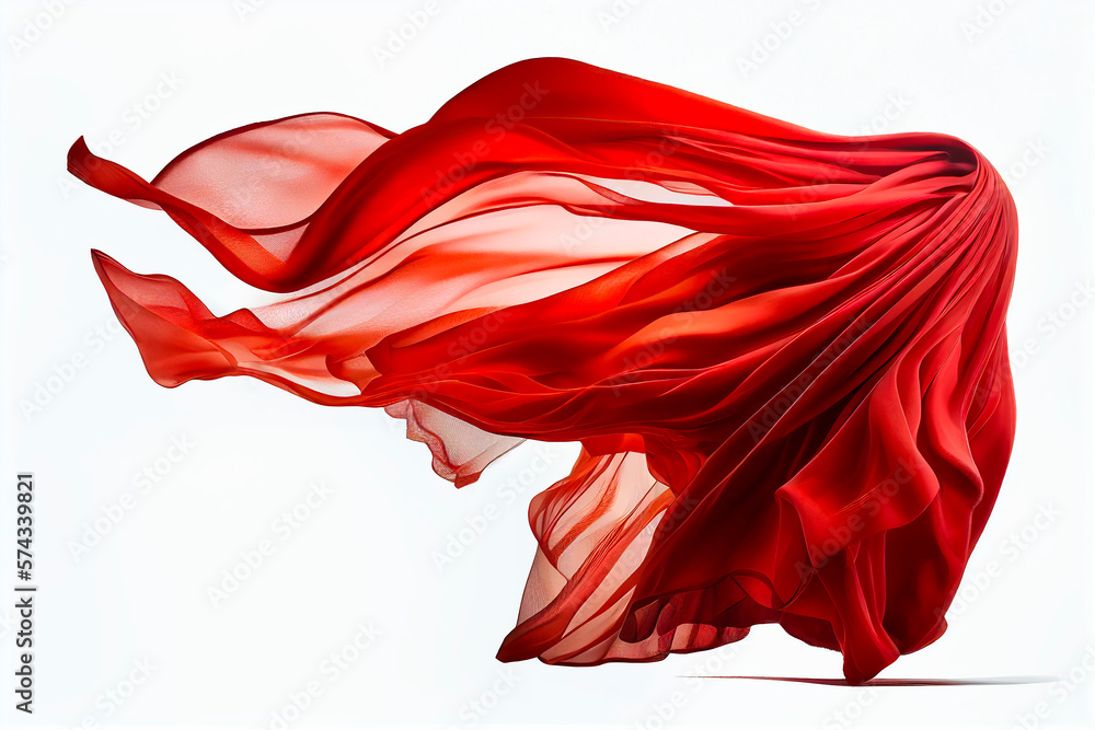 Abstract background of red wavy silk or satin. 3d rendering image. Isolated on a White Background. Generative AI Abstract background of red wavy silk or satin. 3d rendering image. Isolated on a White Background. Generative AI