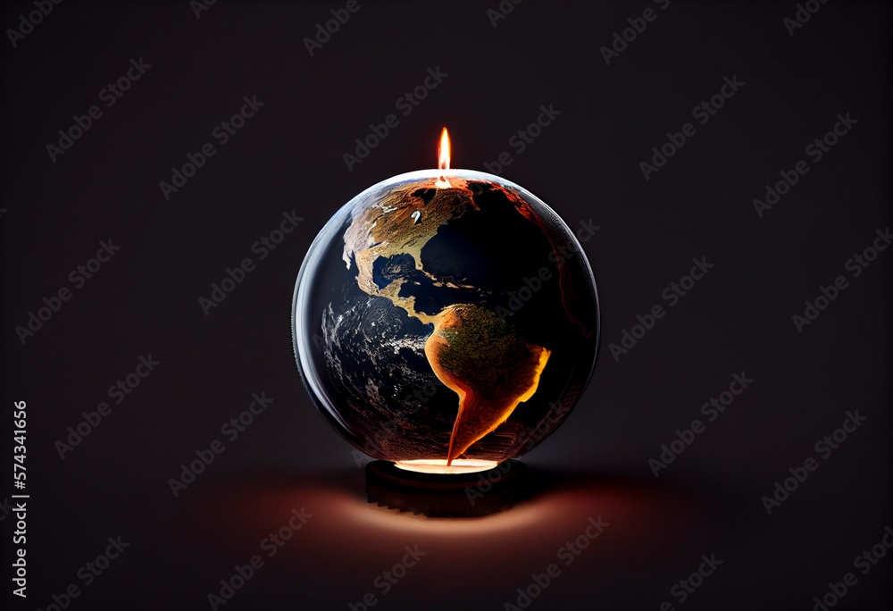 Earth hour on Earth planet in outer space, AI Generated Earth hour on Earth planet in outer space, AI Generated