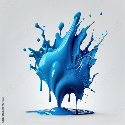 splash of blue paint liquid with drops .Ai generated