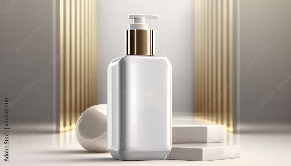 mockup bottle white product cosmetic liquid soap in the bathroom .Ai generated mockup bottle white product cosmetic liquid soap in the bathroom .Ai generated