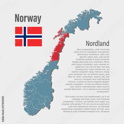 Vector map Norway, region Nordland