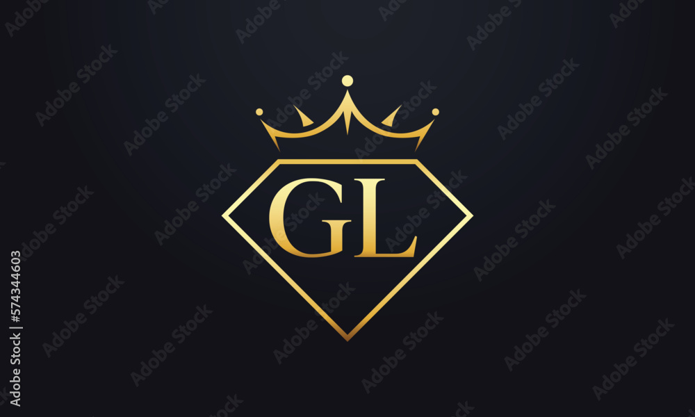 Diamond crown vector. Luxury queen logo for jewelry vector with letters