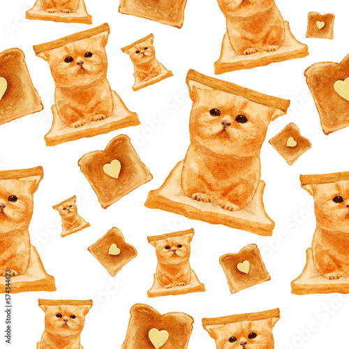 Cute cat lovely pattern watercolor