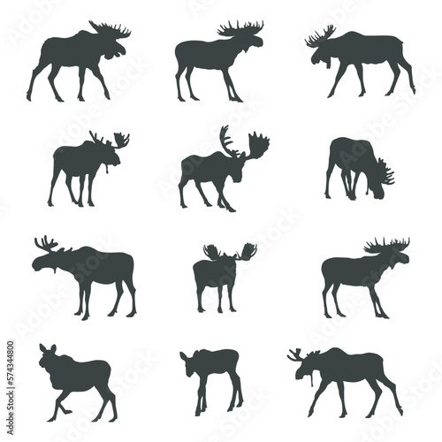 Moose silhouettes  Moose silhouette set