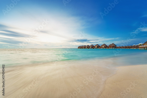 Fototapeta Naklejka Na Ścianę i Meble -   Beautiful maldives tropical island at the beautiful sunset - Big Panorama