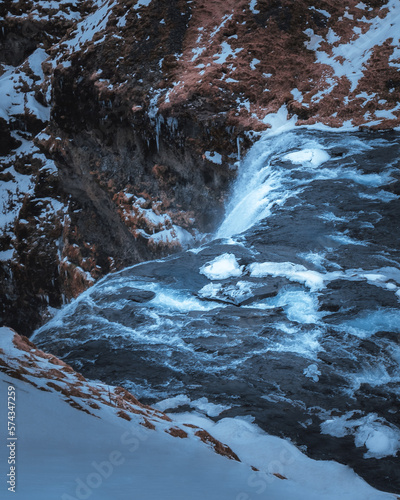 Skógafoss Wasserfall Langzeitaufnahme im Winter 