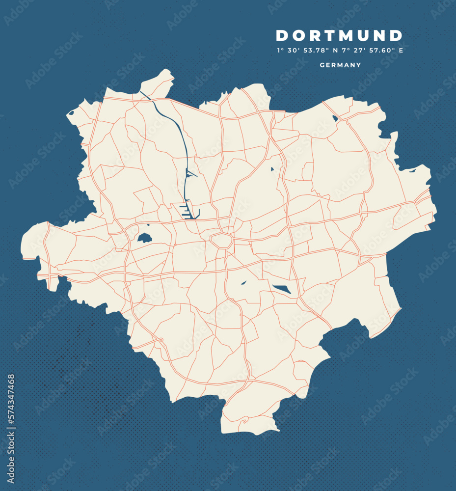 Obraz premium Dortmund map vector poster flyer