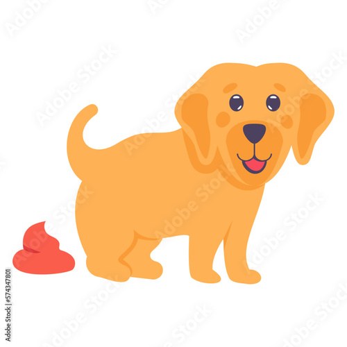 Dog diarrhoea or watery faeces concept  unhealthy puppy vector color icon design  Pet and Vet symbol  Animal Shelter sign  four legged friends stock illustration 