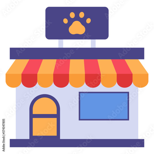 Cat and dog hospital building facade concept, Veterinary clinic vector color icon design, Pet and Vet symbol, Animal Shelter sign, four legged friends stock illustration 