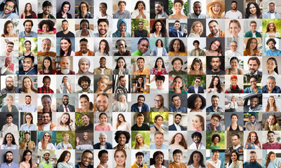 Happy multicultural people enjoying life, smiling at camera