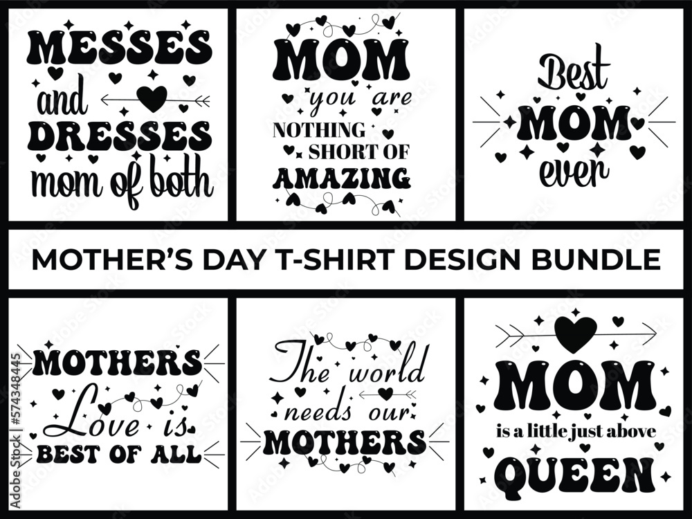 Fototapeta premium Mothers Day T-shirt Design Bundle