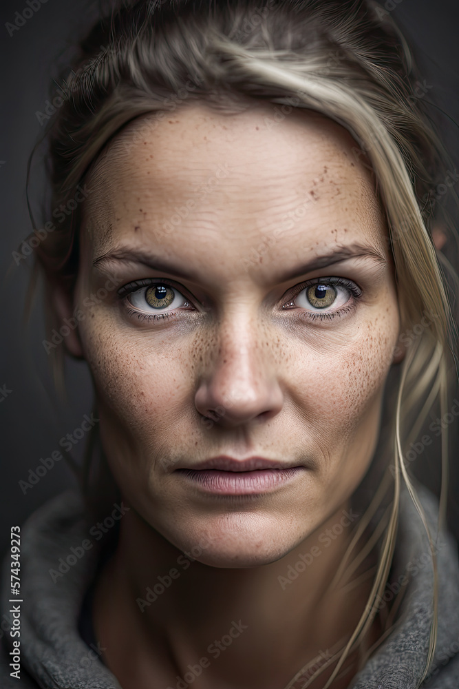 Face portrait of a serious caucasian woman looking to camera. Face portrait of a serious caucasian woman looking to camera.