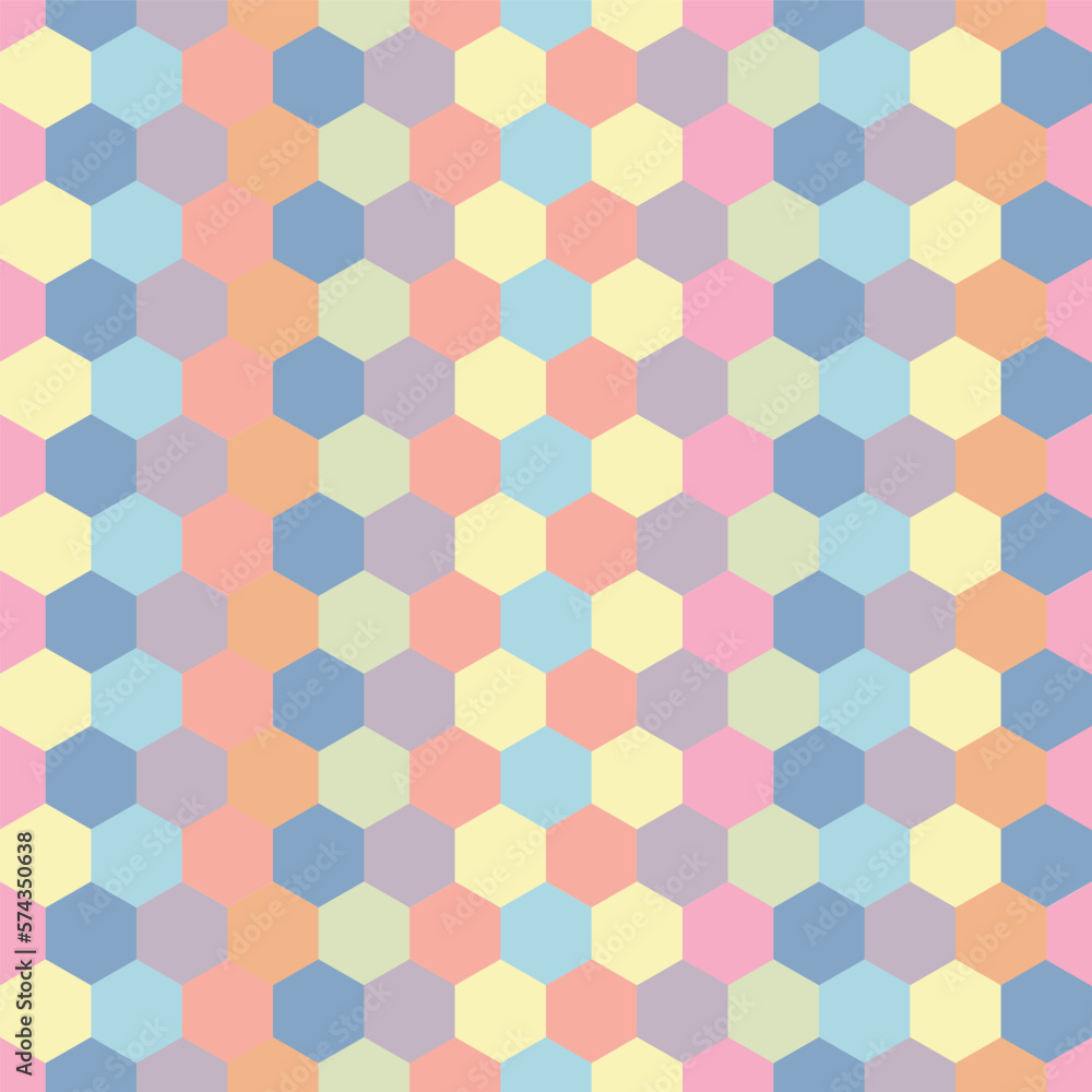 Seamless pattern with Hexagon Pastel Color
