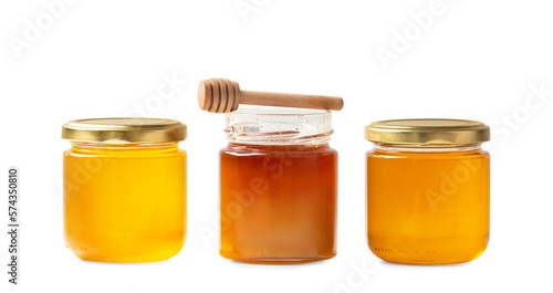Composition of honey of different colors isolated.
