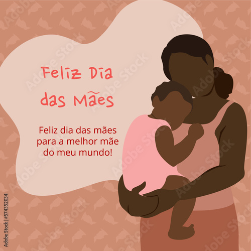 Ilustração de mãe e filho para celebração de dia das mães