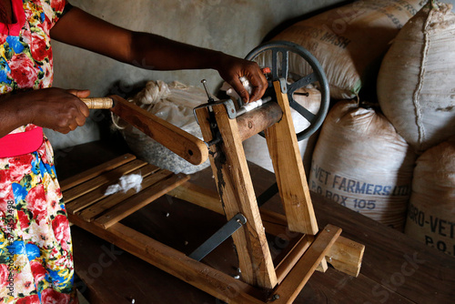 ENCOT microfinance client Proscovia Tusabe produces organic cotton. Uganda.