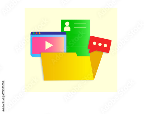 
Web element. Infographics. Folder. Working storage. Beige background.